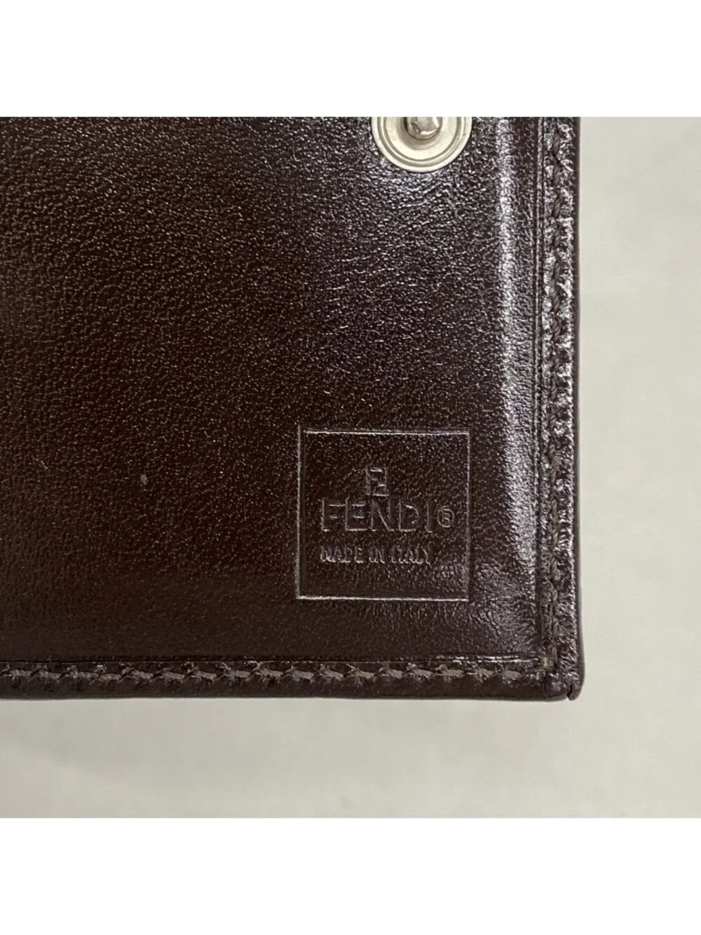 Fendi Trifold Wallet Zucca Nylon Canvas Brown Silver